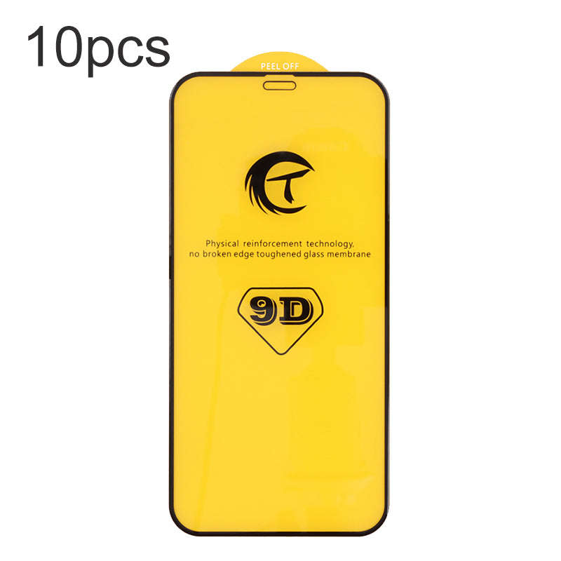 10Pcs 9D Full Screen Tempered Glass Screen Protector for iPhone 14 Pro Black