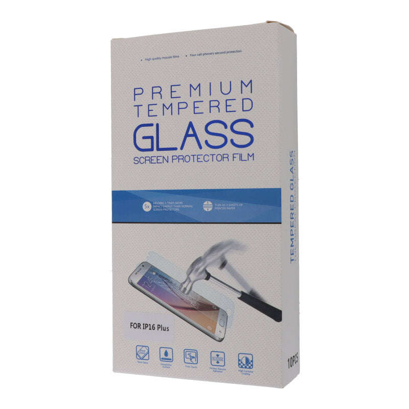 10Pcs Tempered Glass Screen Protector for iPhone 16 Plus Transparent