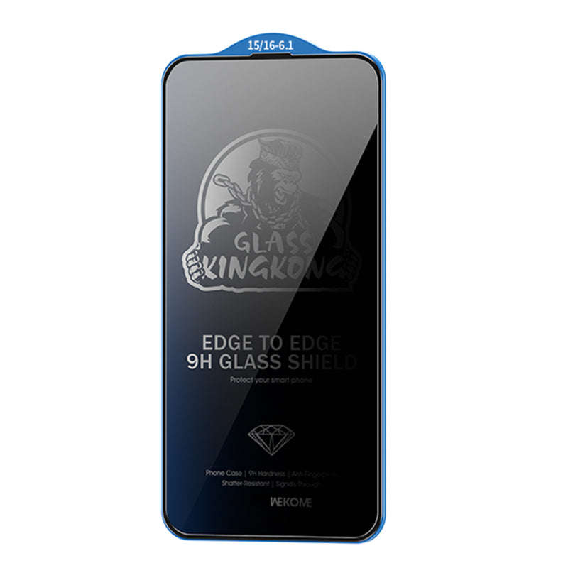WEKOME WTP-039 KingKong Series Privacy 3D Tempered Glass Screen Protector for iPhone 15/16 Black