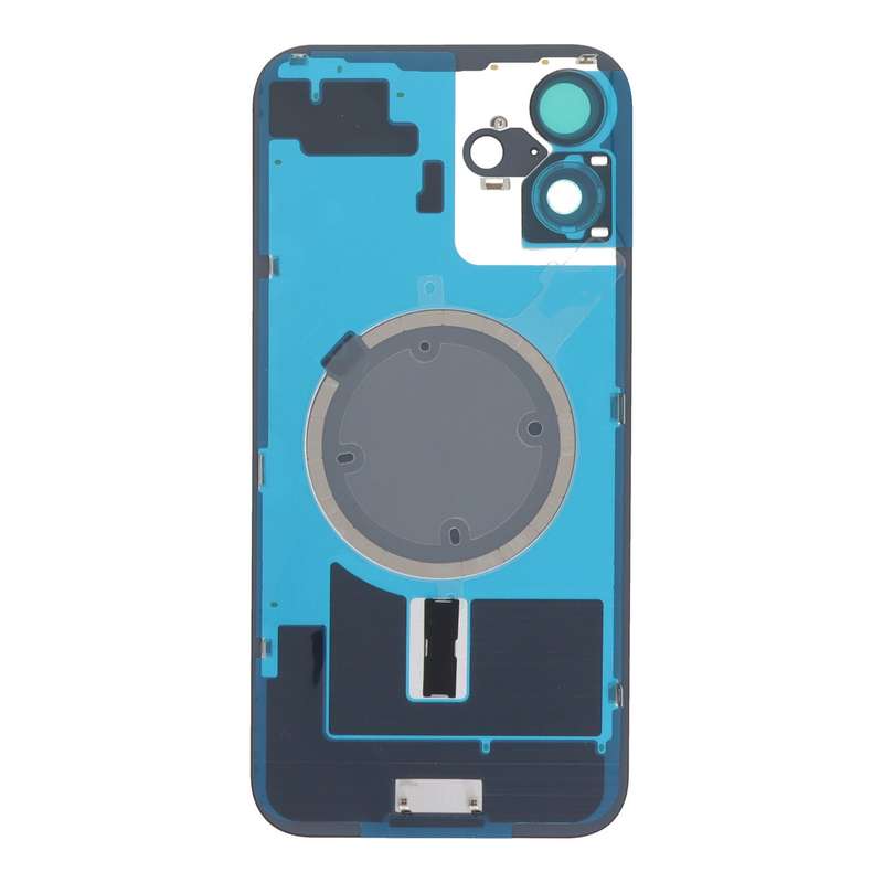 Battery Door + Back Camera Lens and Bezel with Magnetism Ring+Metal Plate for iPhone 16 Plus Blac...