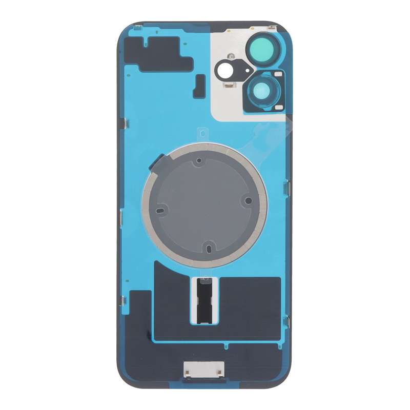 Battery Door + Back Camera Lens and Bezel with Magnetism Ring+Metal Plate for iPhone 16 Plus Whit...