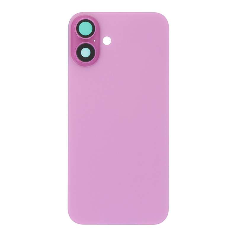 Battery Door + Back Camera Lens and Bezel with Magnetism Ring+Metal Plate for iPhone 16 Plus Pink...