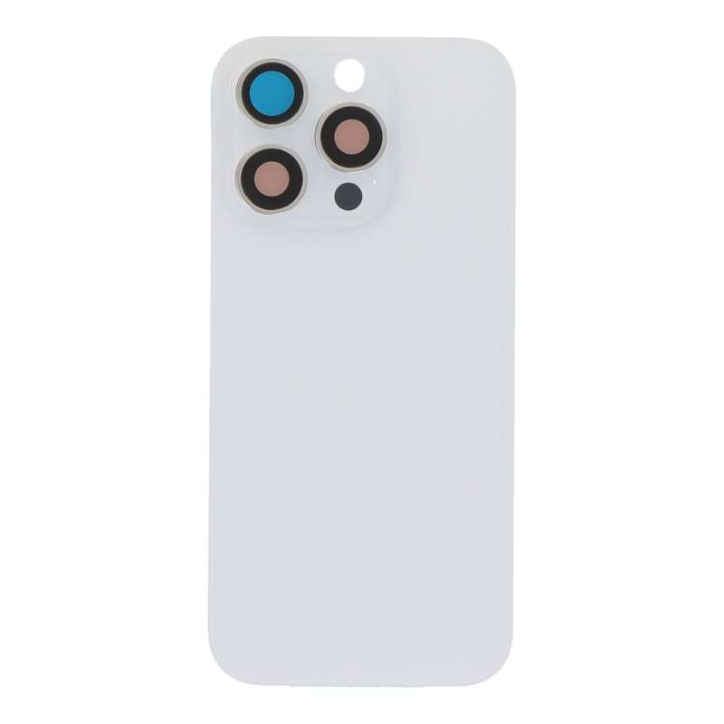 Battery Door + Back Camera Lens and Bezel with Magnetism Ring+Metal Plate for iPhone 16 Pro White...