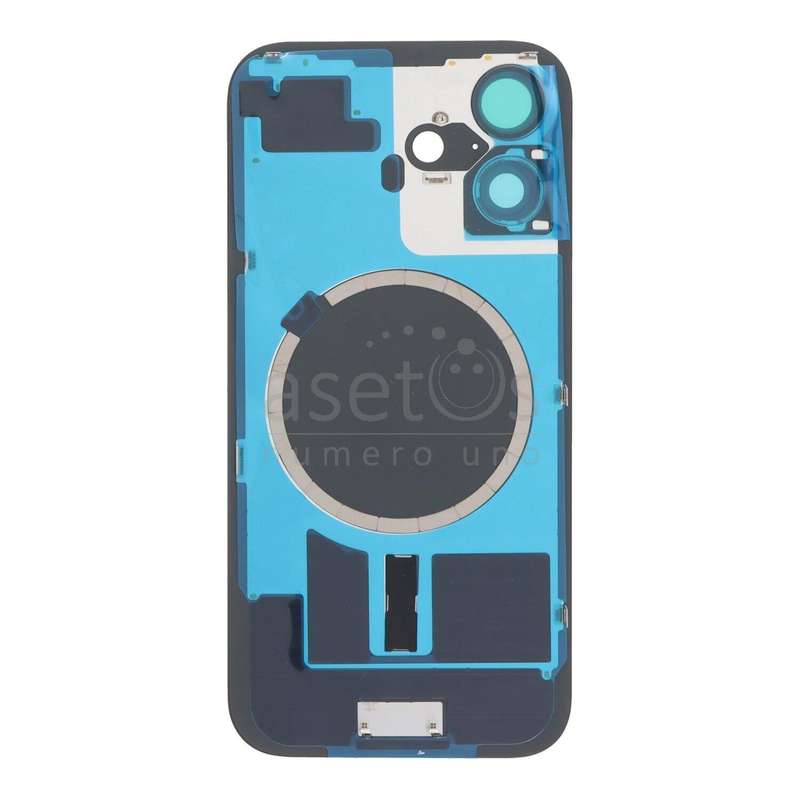 Battery Door + Back Camera Lens and Bezel with Magnetism Ring+Metal Plate for iPhone 16 Black OEM