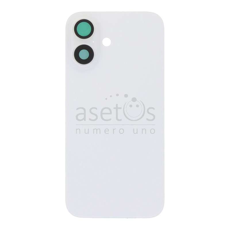 Battery Door + Back Camera Lens and Bezel with Magnetism Ring+Metal Plate for iPhone 16 White OEM