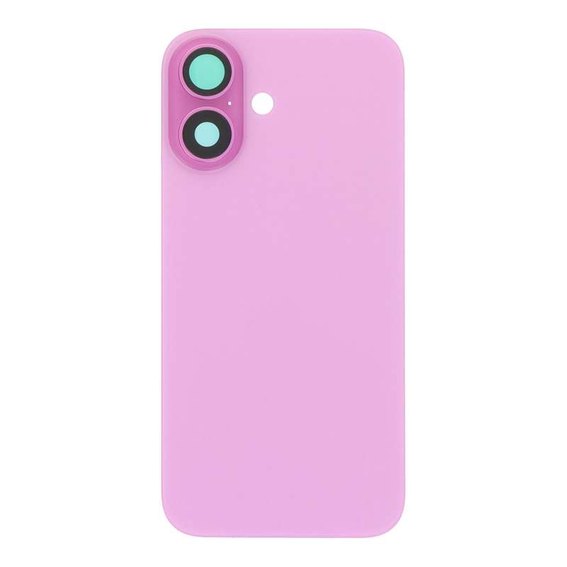 Battery Door + Back Camera Lens and Bezel with Magnetism Ring+Metal Plate for iPhone 16 Pink OEM