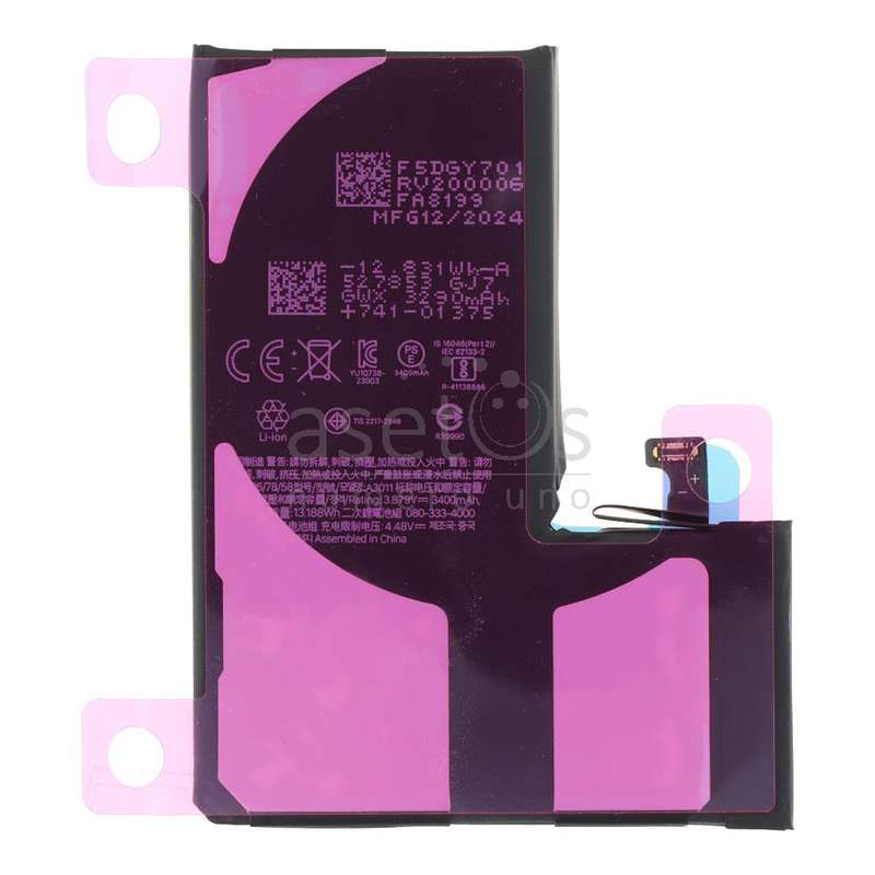 A3011 3400mAh Battery + Battery Adhesive for iPhone 15 Pro High Capacity Version OEM without Logo