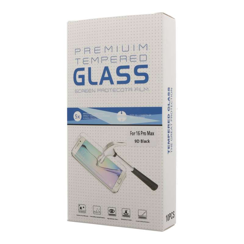 10Pcs 9D Full Screen Tempered Glass Screen Protector for iPhone 16 Pro Max/17 Pro Max Black