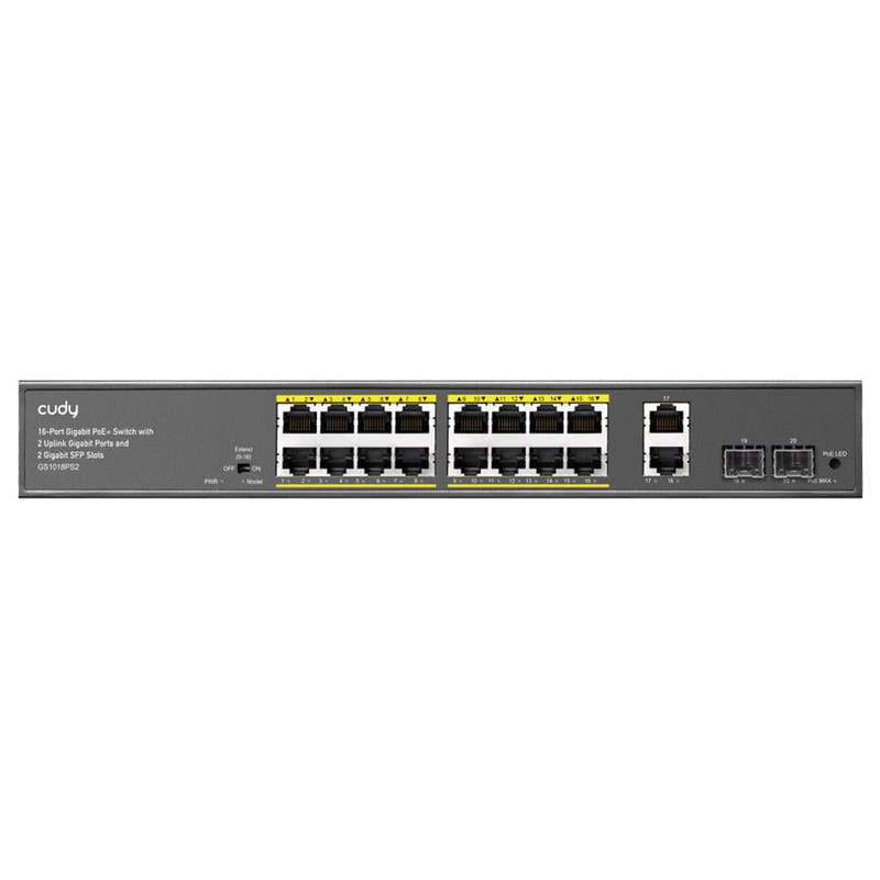 Cudy 16 Port Gigabit PoE 180W 2 Gigabit 2SFP Switch | GS1018PS2
