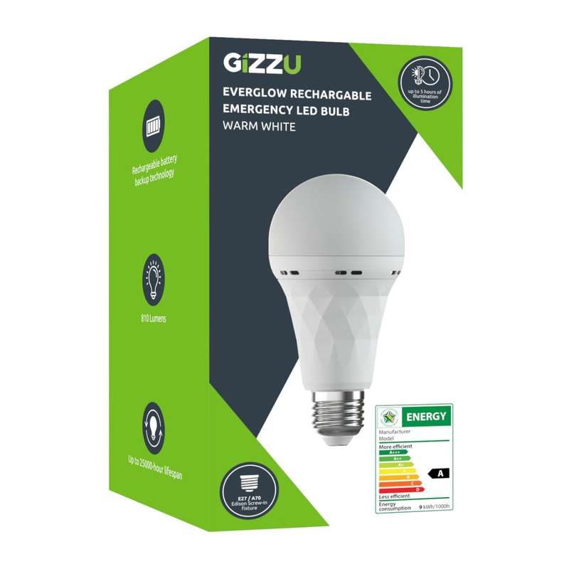 Gizzu Everglow Rechargeable Warm White Emergency LED Bulb - Screw-In