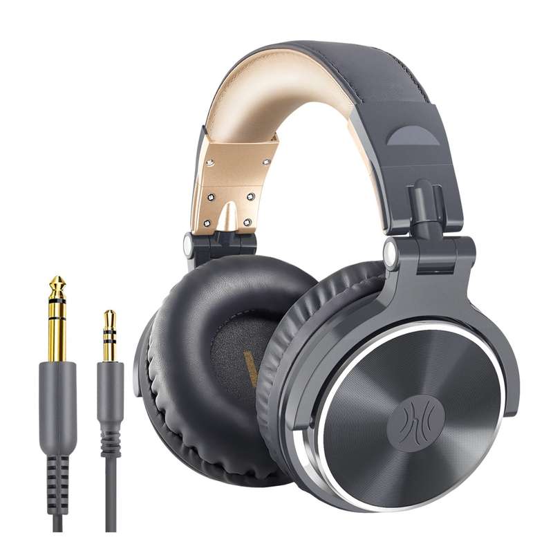 Oneodio Pro 10 Professional Wired Over Ear DJ and Studio Monitoring Headphones - Grey/Gold