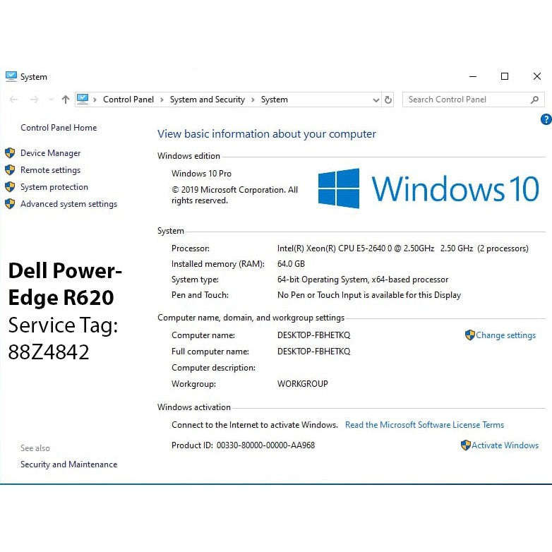 Dell PowerEdge R620: Intel Xeon E5-2640 Six Core, 64GB RAM, 2 x 300GB 2.5 inch 10K SAS Drive, 4-B...