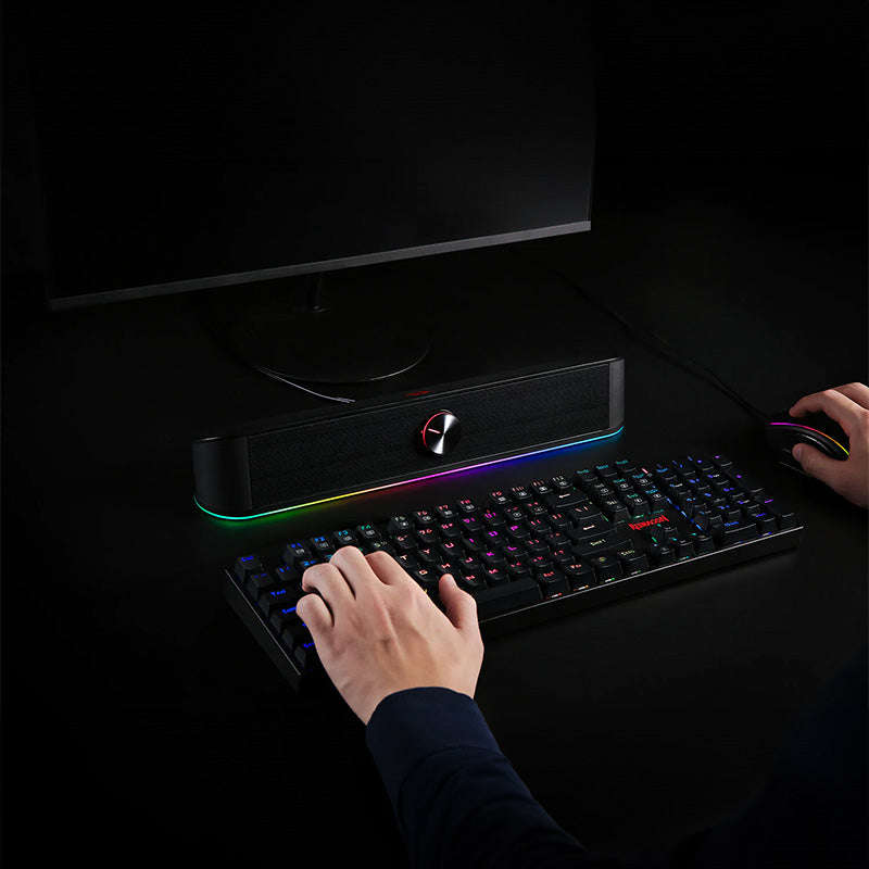 REDRAGON 2.0 Sound Bar ADIEMUS 2 x 3W RGB USB|Aux PC Gaming Speaker - Black
