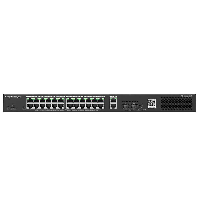 Reyee 26 Port Gigabit with 24 PoE 370W 2SFP Smart Managed Switch | RG-ES228GS-P