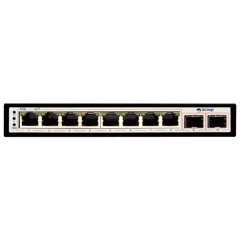 Scoop 8 Port Gigabit AI PoE 96W 2SFP Switch
