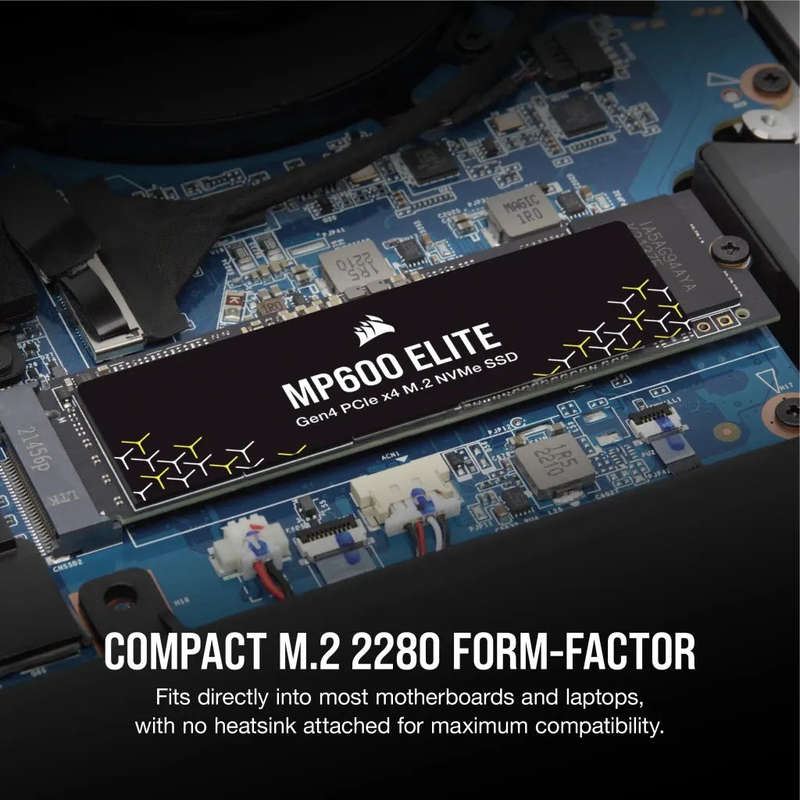 Corsair MP600 ELITE 2TB Gen4 PCIe x4 NVMe M.2 SSD (no heatsink); Read Up To 7000MB/s; Write up to...