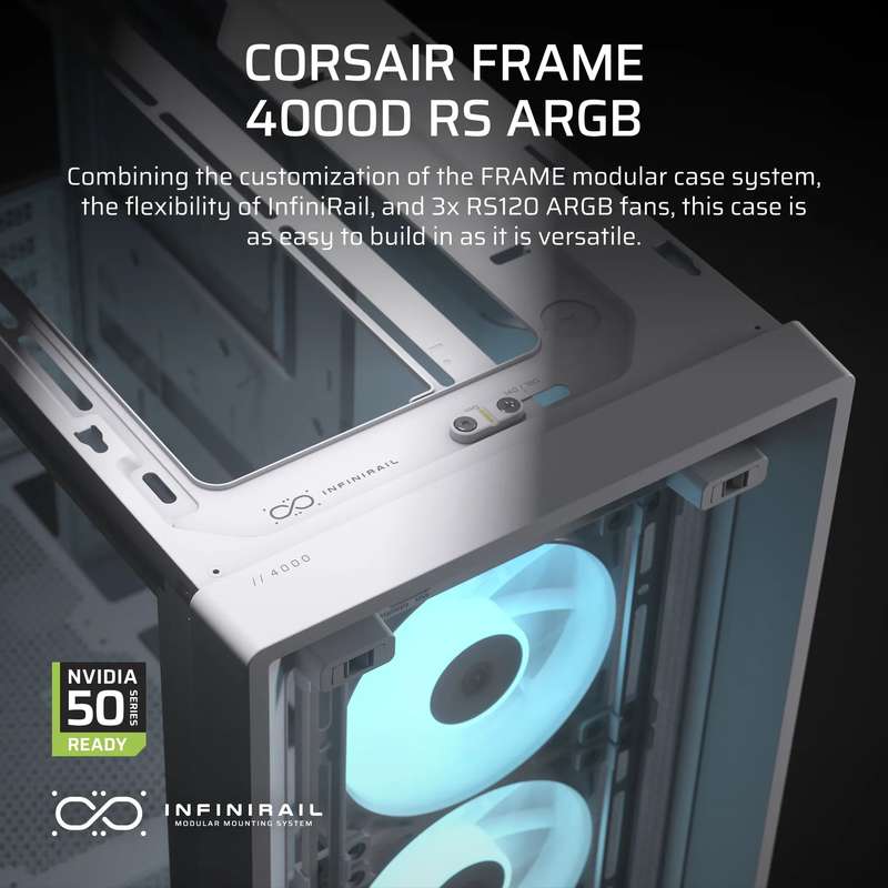 FRAME 4000D RS ARGB White Mid-Tower PC Case; 2x 3.5'' |  2x 2.5'' Drive Bays; Up to 360mm Radiato...