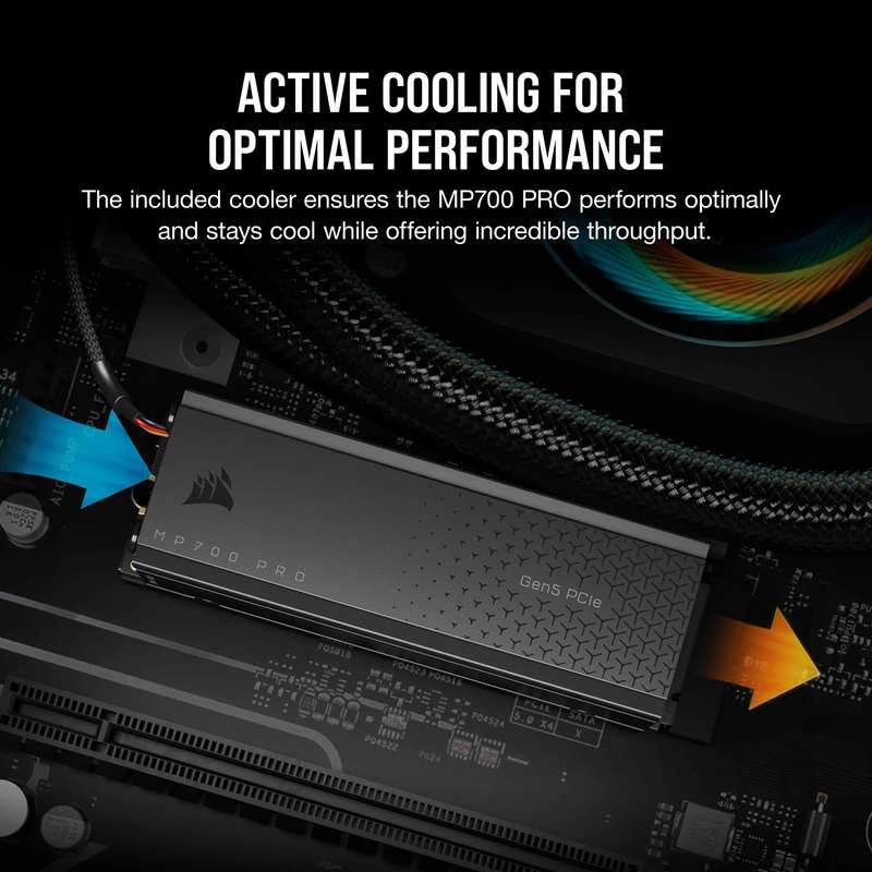 Corsair MP700 PRO 2TB M.2 NVMe PCIe Gen. 5 x4 SSD with Cooler; Read Up To 12 400MB/s; Write up to...