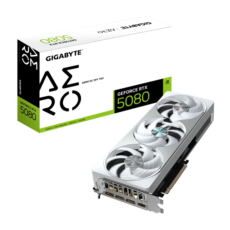 GIGABYTE nVidia GeForce RTX 5080 AERO OC  - 16GB GDDR7; 256-Bit Memory Bus; 1x HDMI; 3x DisplayPo...
