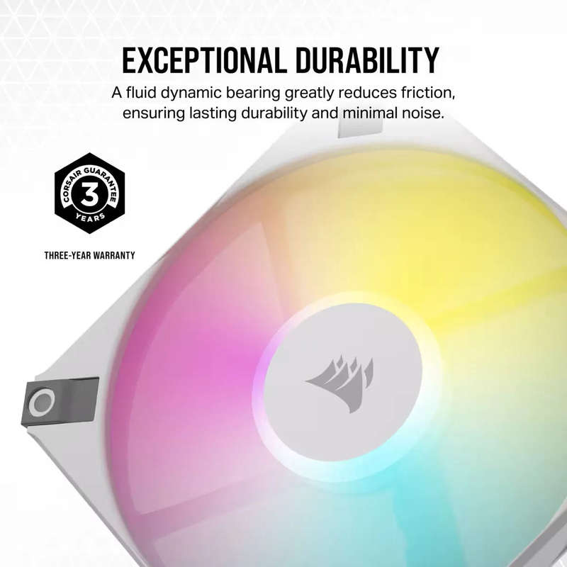 CORSAIR iCUE AF120 RGB SLIM 120mm PWM Fluid Dynamic Bearing Fan - Dual Pack - White