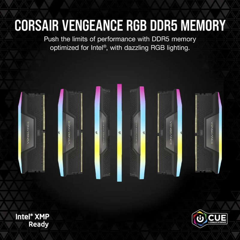 Corsair VENGEANCE RGB DDR5 48GB (2 x 24GB) DDR5 7200 CL36-46-46-116 1.40V Intel XMP - BLACK