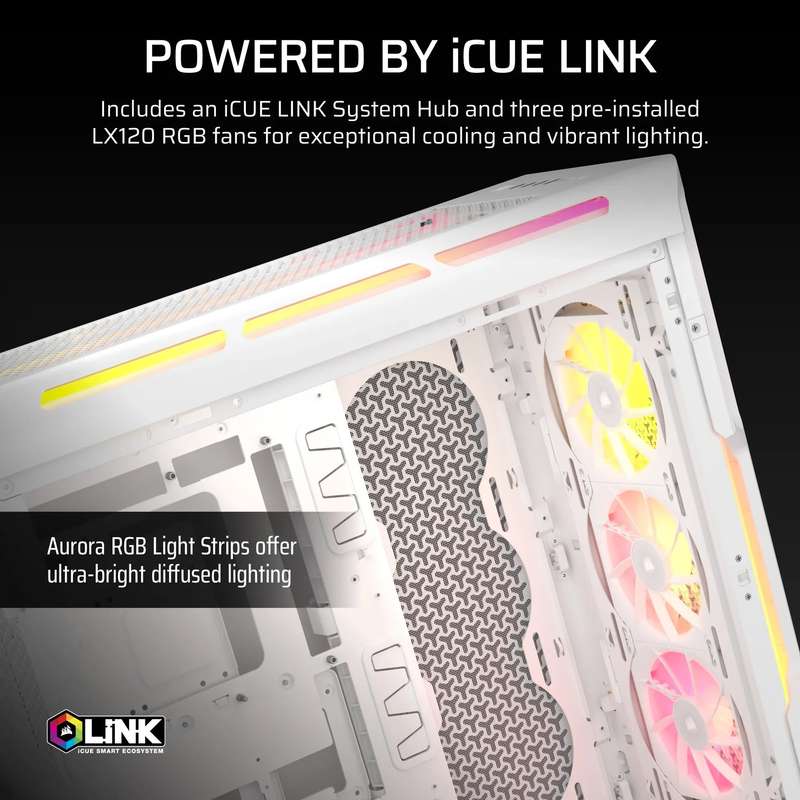 Corsair iCUE LINK 5000T LX RGB Mid-Tower PC Case; White