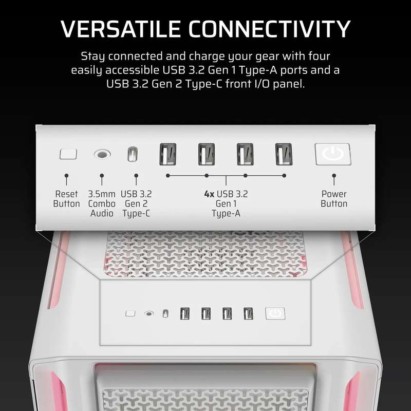 Corsair iCUE LINK 5000T LX RGB Mid-Tower PC Case; White