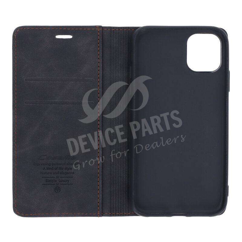 CaseMe-013 PU + PC Business Style Vintage Matte Horizontal Flap Leather Case for iPhone 11 Black