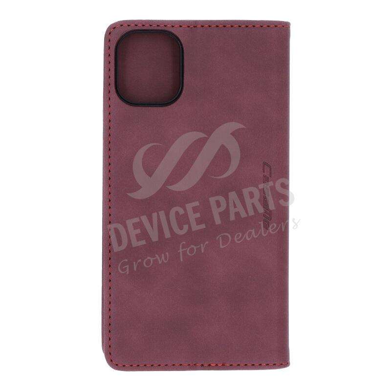 CaseMe-013 PU + PC Business Style Vintage Matte Horizontal Flap Leather Case for iPhone 11 Dark Red