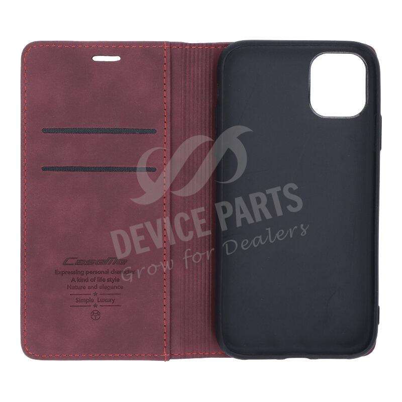 CaseMe-013 PU + PC Business Style Vintage Matte Horizontal Flap Leather Case for iPhone 11 Dark Red