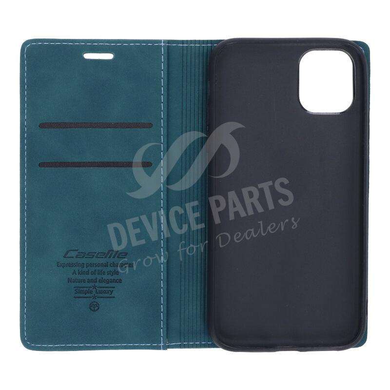CaseMe-013 PU + PC Business Style Vintage Matte Horizontal Flap Leather Case for iPhone 11 Blue