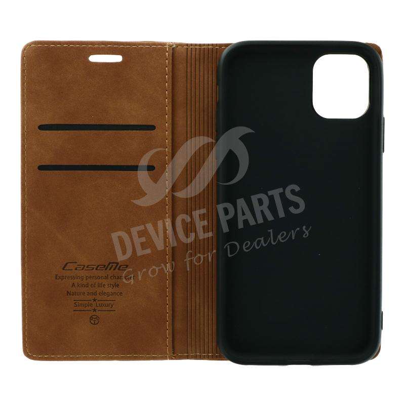 CaseMe-013 PU + PC Business Style Vintage Matte Horizontal Flap Leather Case for iPhone 11 Mocha