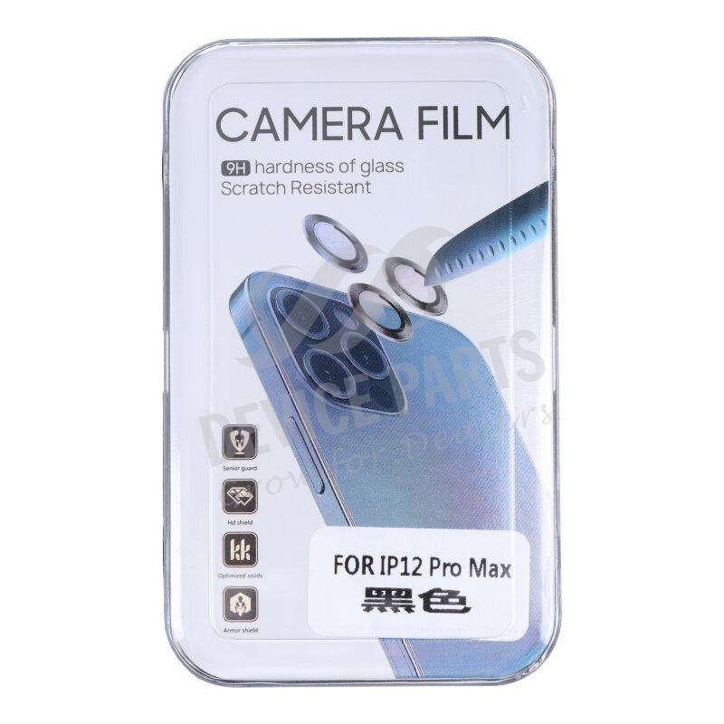 9H Rear Camera Tempered Glass Film for iPhone 12 Pro Max Black 3pcs in one set
