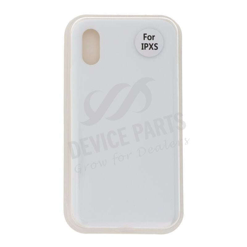 Full Pure Color Liquid Silicone Case Without Logo for iPhone X/XS White