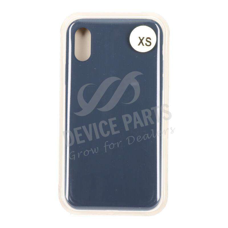 Full Pure Color Liquid Silicone Case Without Logo for iPhone X/XS Midnight Blue