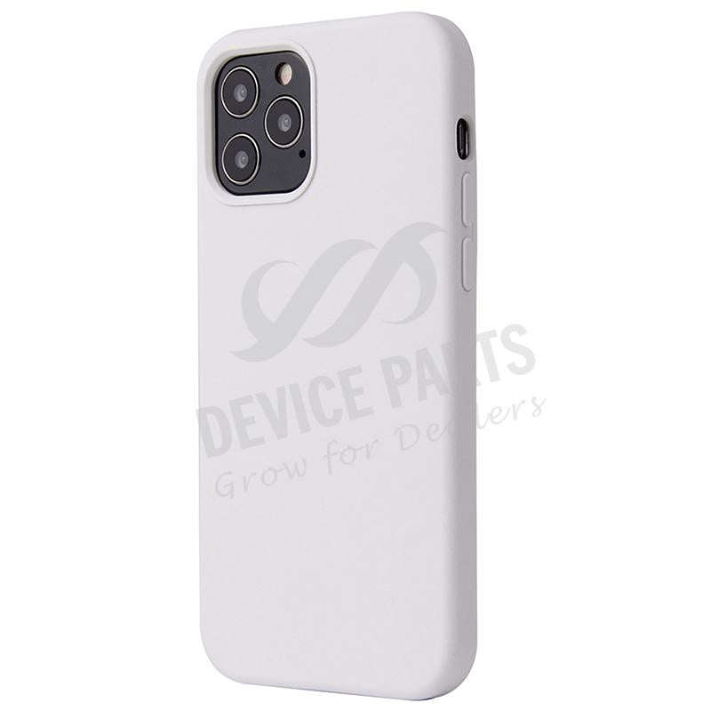 Full Pure Color Liquid Silicone Case Without Logo for iPhone 12/12 Pro White