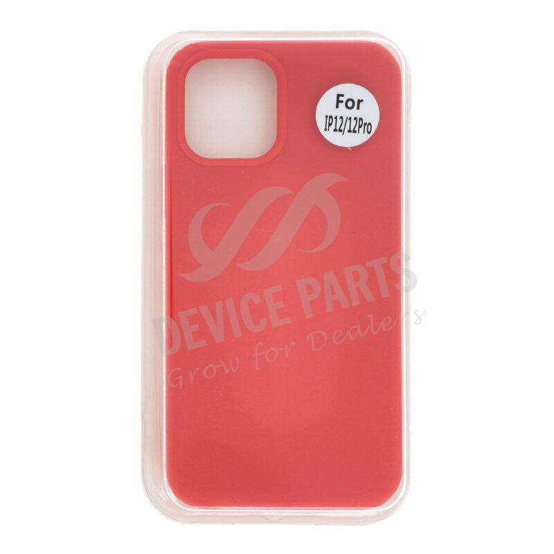 Full Pure Color Liquid Silicone Case Without Logo for iPhone 12/12 Pro Red