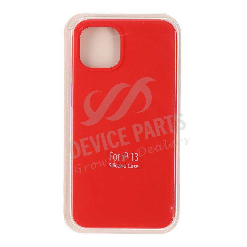 Full Pure Color Liquid Silicone Case Without Logo for iPhone 13 Red