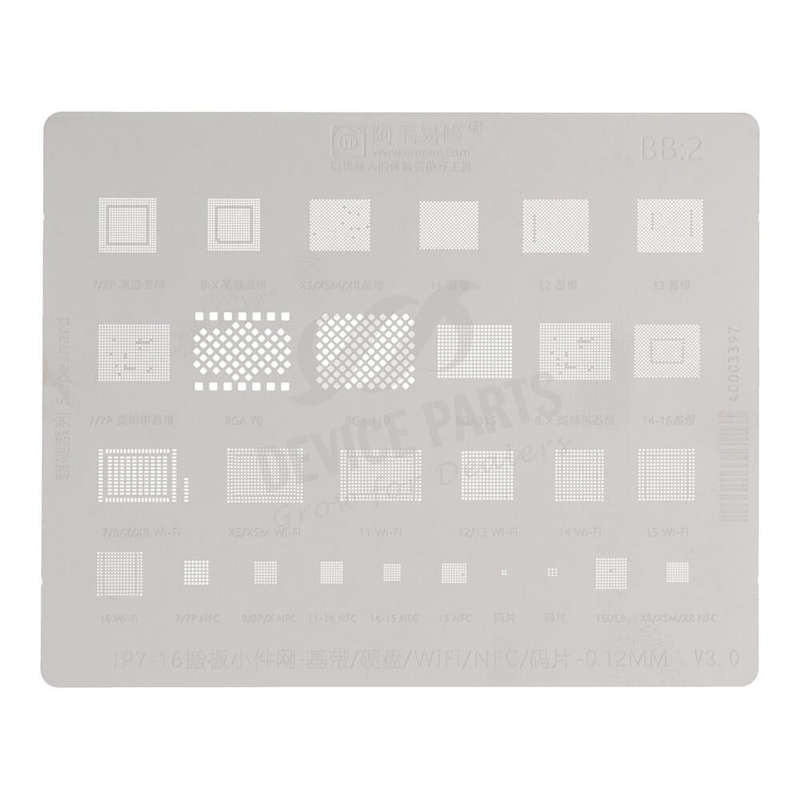 Amaoe BB_2 0.12MM Baseband/WiFi/NFC/Hard Disk Rework Repair BGA Reballing Stencil for iPhone 7-16...