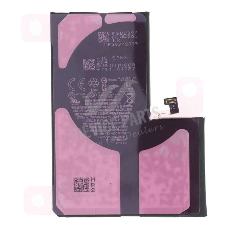 A2830 4323mAh Battery + Battery Adhesive for iPhone 14 Pro Max OEM without Logo