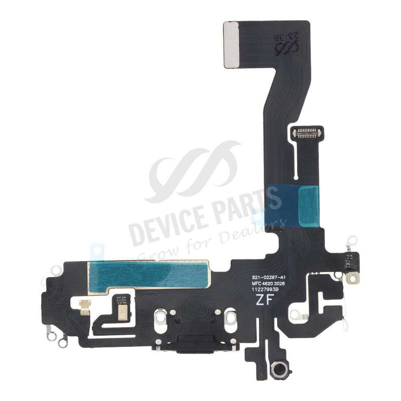 Charging Port Flex Cable for iPhone 12/12 Pro Black without Logo HQ