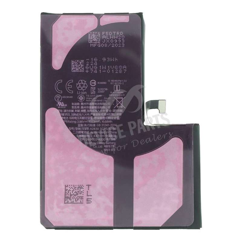A2830 4323mAh Battery + Battery Adhesive for iPhone 14 Pro Max OEM