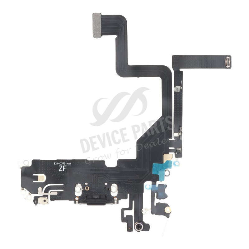 Charging Port Flex Cable for iPhone 14 Pro Black without Logo HQ