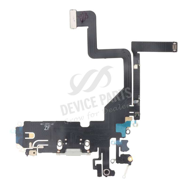 Charging Port Flex Cable for iPhone 14 Pro White without Logo HQ