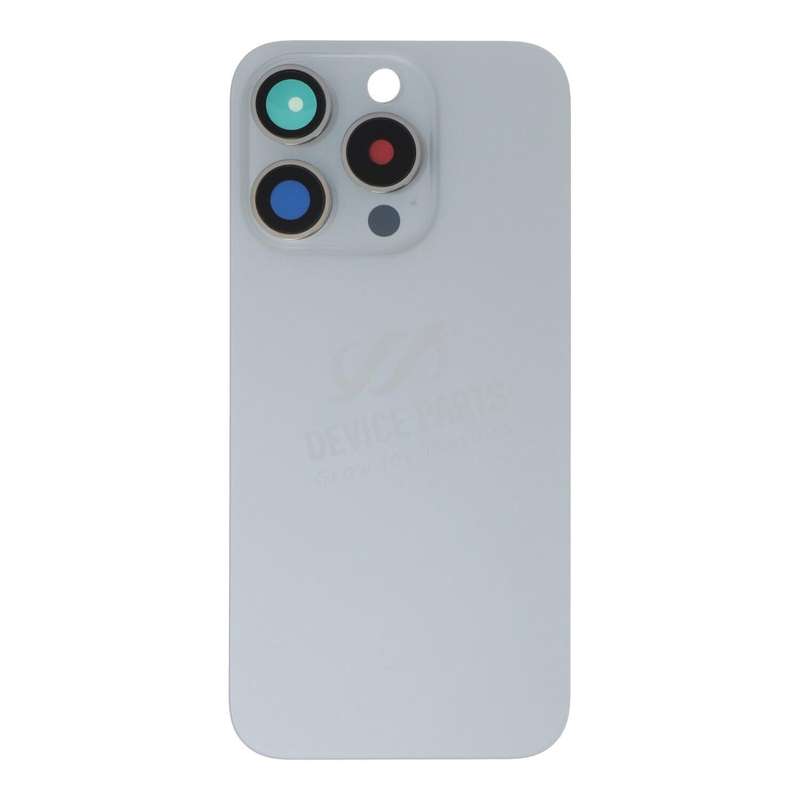 Battery Door + Back Camera Lens and Bezel with Magnetism Ring+Metal Plate for iPhone 15 Pro White...