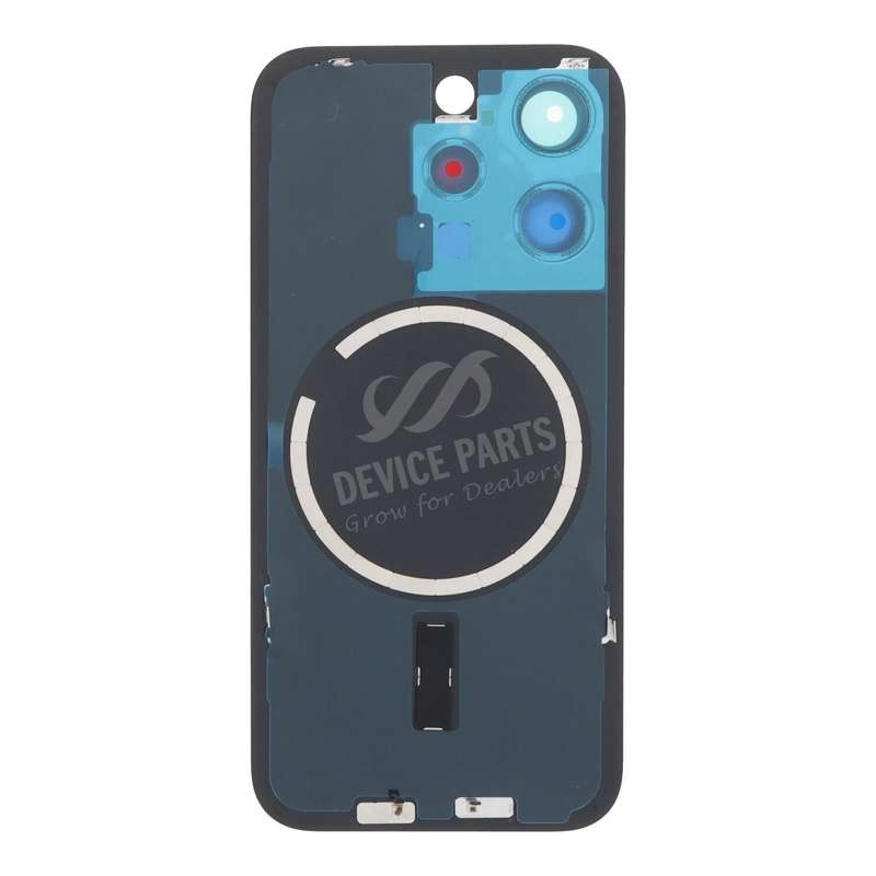 Battery Door + Back Camera Lens and Bezel with Magnetism Ring+Metal Plate for iPhone 15 Pro White...