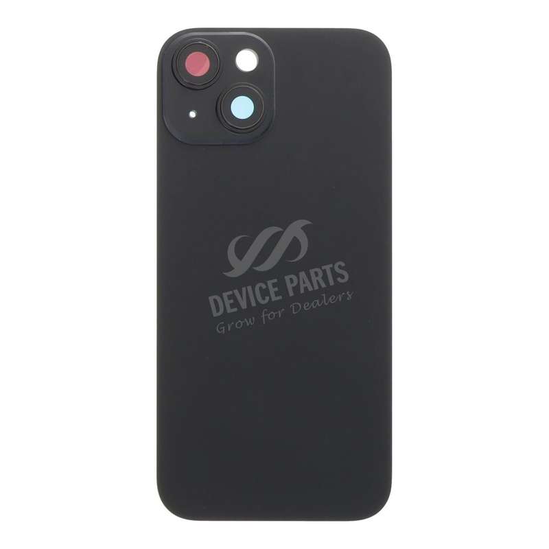 Battery Door + Back Camera Lens and Bezel with Magnetism Ring+Metal Plate for iPhone 15 Black HQ