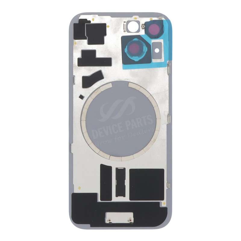 Battery Door + Back Camera Lens and Bezel with Magnetism Ring+Metal Plate for iPhone 15 Blue HQ