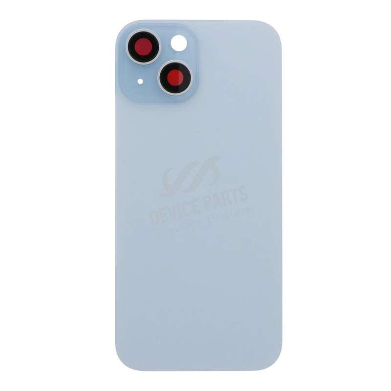 Battery Door + Back Camera Lens and Bezel with Magnetism Ring+Metal Plate for iPhone 15 Blue HQ