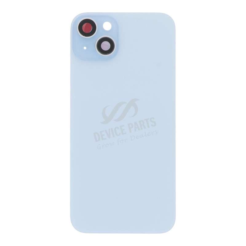 Battery Door + Back Camera Lens and Bezel with Magnetism Ring+Metal Plate for iPhone 15 Plus Blue HQ